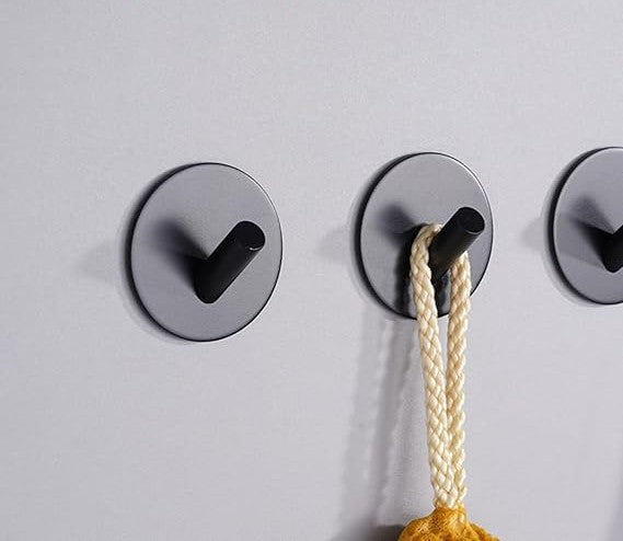 Set of 4 Black Round Self-Adhesive Hooks