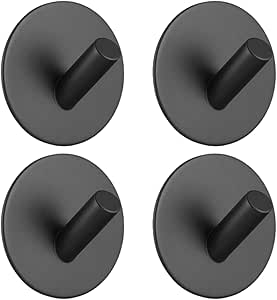 Set of 4 Black Round Self-Adhesive Hooks
